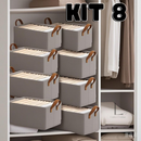 KIT 8 Cesto Organizador de Guarda Roupas Reforçado Caixa para Armazenar Multiuso Rígido